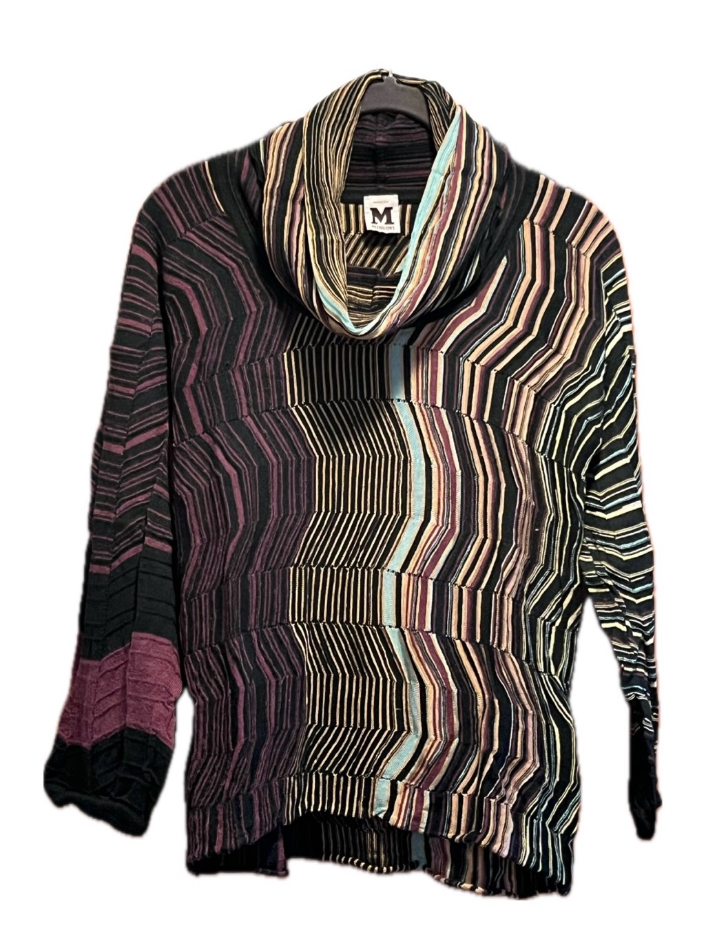M By Missoni Multicolor Striped Cowl Neck Sweater Sz 8